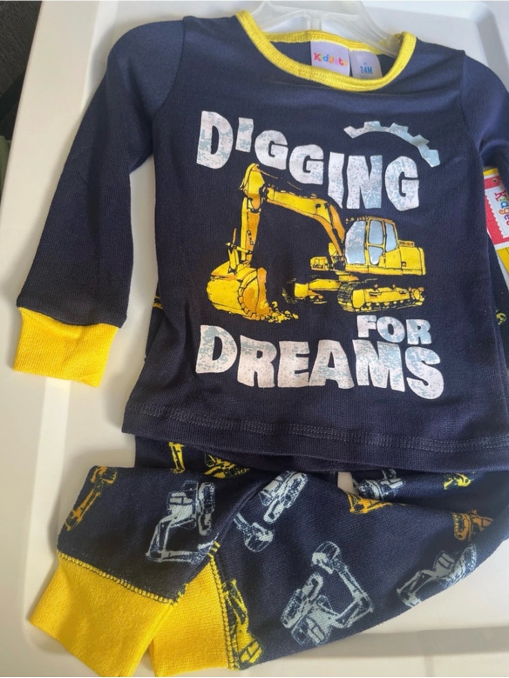 Kidgets Navy and Yellow 'Digging for Dreams' Pajama Set